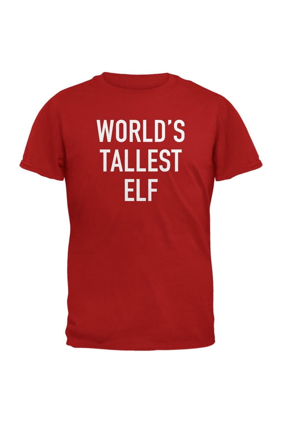Christmas Worlds Tallest Elf Red Adult T-Shirt - Large