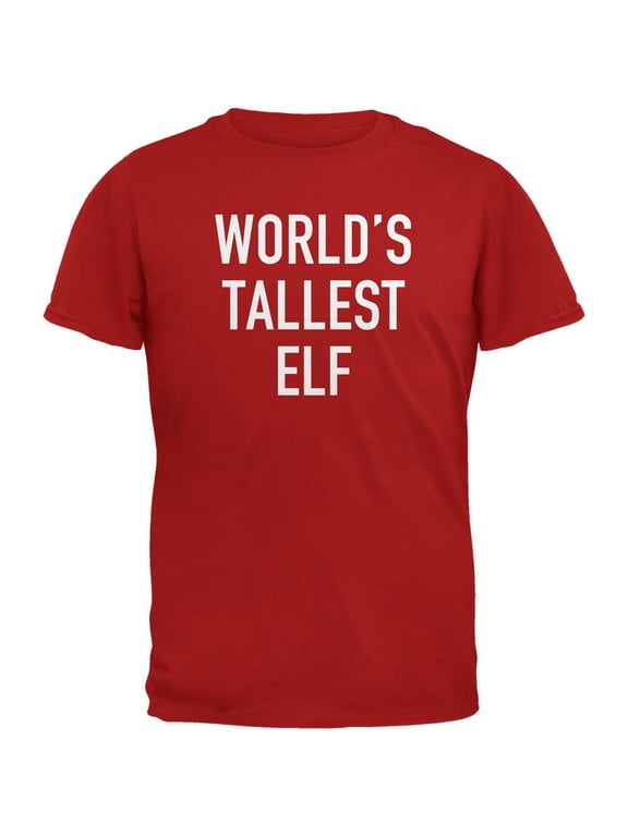 Christmas Worlds Tallest Elf Red Adult T-Shirt - Large