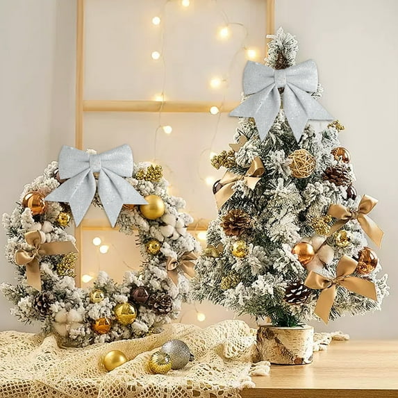 Christmas Wrap Pull Bows 7.87 Inch Gift Bows with Ribbon Wrapping Accessory Present Christmas Wrapping Bows for Holiday Baskets Box Decoration