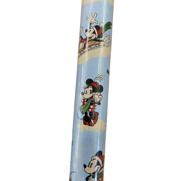 Christmas Wrapping Blue Paper Roll Mickey & Mini Mouse Design 20 sq ft (1.85m), Individual Gift-wrapping Holiday Winter Season Cover Package Exchange Gift Giving Experience Party Favor December Decor