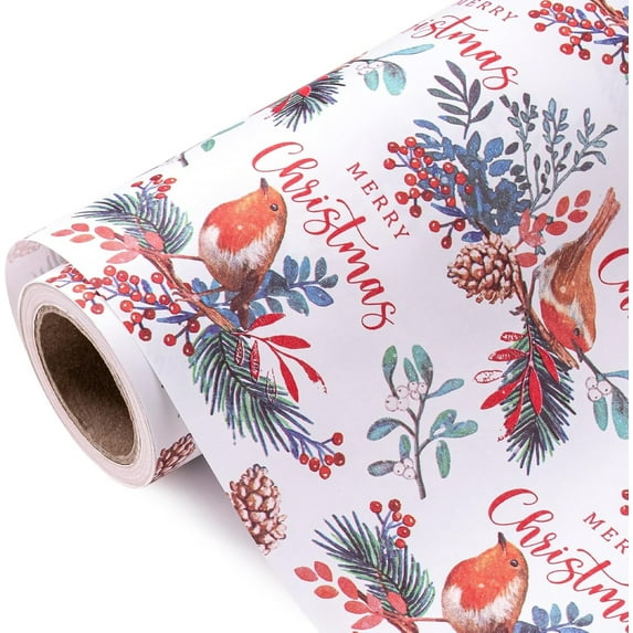 Christmas Wrapping Paper 23x58 Inch Watercolor Elk Winter Forest Landscape Design Gift Wrap Paper for Christmas, Holiday, Party Celebration