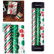 Christmas Wrapping Paper,3pc Xmas Wrapping Paper Rolls,Reversible Christmas Wrapping Paper Roll,Luxury Metallic Shine Foil Red Snowflake Gift Wrap for Chrsitmas,Holiday,Party,Celebration