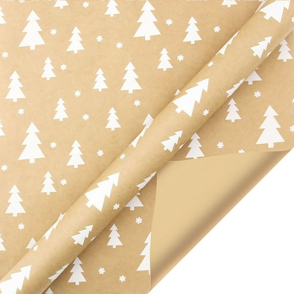 Christmas Wrapping Paper, Brown Kraft Santa Claus Design Gift Wrapping Paper Suitable for Christmas, 1 Roll (44×100cm/17.32×39.37in)