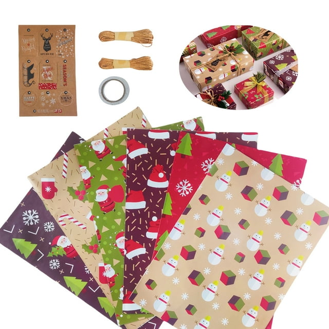 Christmas Wrapping Paper, Gift Wrapping Paper Set, Folded Sheets with
