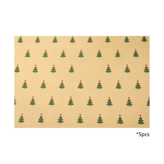 Christmas Wrapping Paper, Gift Wrapping Paper, Vintage Style Christmas Kraft Paper with Snowflakes Reindeer Trees Patterns, Multicolor 5 Pack 74x50cm Decorative Holiday Wrapping Sheets