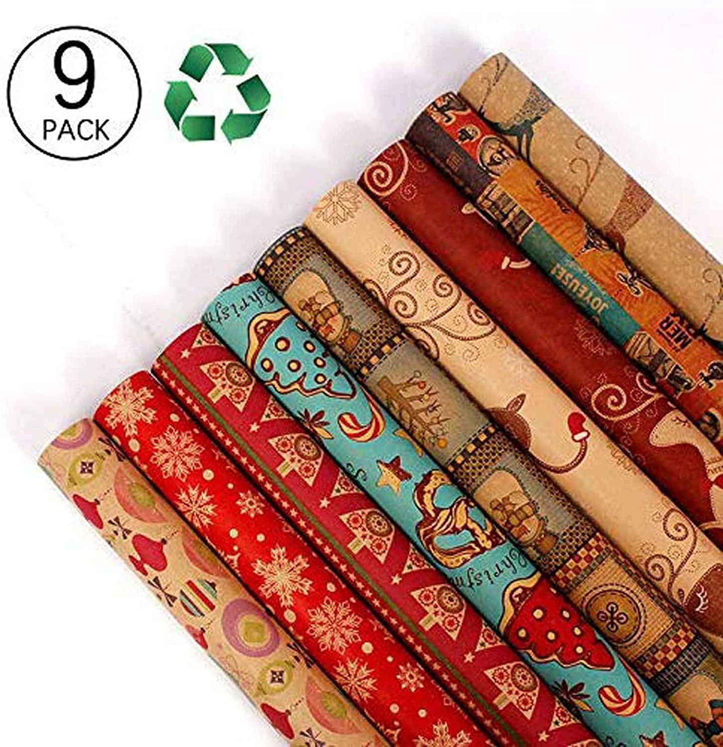  Zayvor 12 Large Sheets Christmas Wrapping Paper,Assorted Brown  Kraft Folded Holiday Gift Wrap,Recyclable Xmas Wrap Paper, Festive  Traditional Christmas Decorations,Snowflake, Christmas Tree,70x50cm :  Health & Household