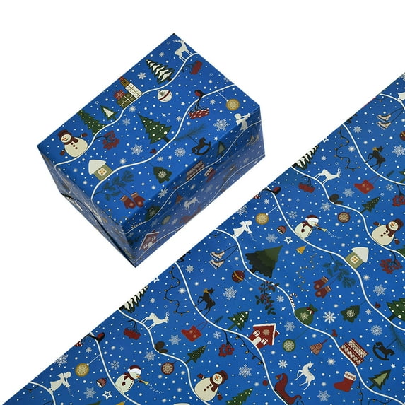 Christmas Wrapping Paper for Men Women Kids - Holiday Gift Wrap Red &Blue,Black & White Plaid with Snowflake Xmas Design-1 Jumbo Sheets,28″×20″ Each,Easy to Store