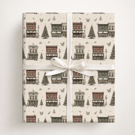 Christmas Wrapping Paper New England Main Street Paper Gift Wrap for Holiday Gifting