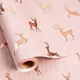thumbnail image 1 of Christmas Wrapping Paper, Pink Three-Dimensional Hot Rose Golden Reindeer Design Gift Wrapping Paper Suitable for Christmas, Mini Roll (17 Inch X 32.8 Feet), 1 of 12