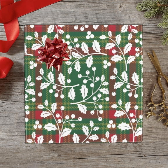 Christmas Wrapping Paper | Premium Holiday Gift Wrap | Buffalo Holly 58" x 23" (1–5 Rolls) - 1 Roll
