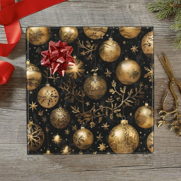 Christmas Wrapping Paper | Premium Holiday Gift Wrap | Gold Ornaments 58" x 23" (1–5 Rolls) - 1 Roll
