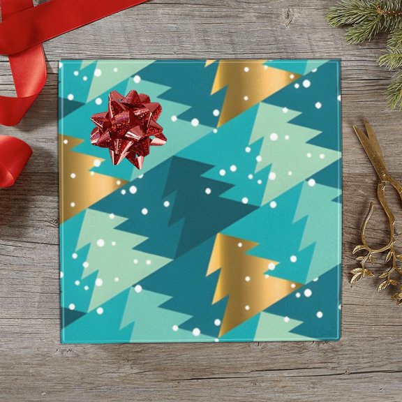 Christmas Wrapping Paper | Premium Holiday Gift Wrap | Teal Trees 58" x 23" (1–5 Rolls) - 2 Rolls