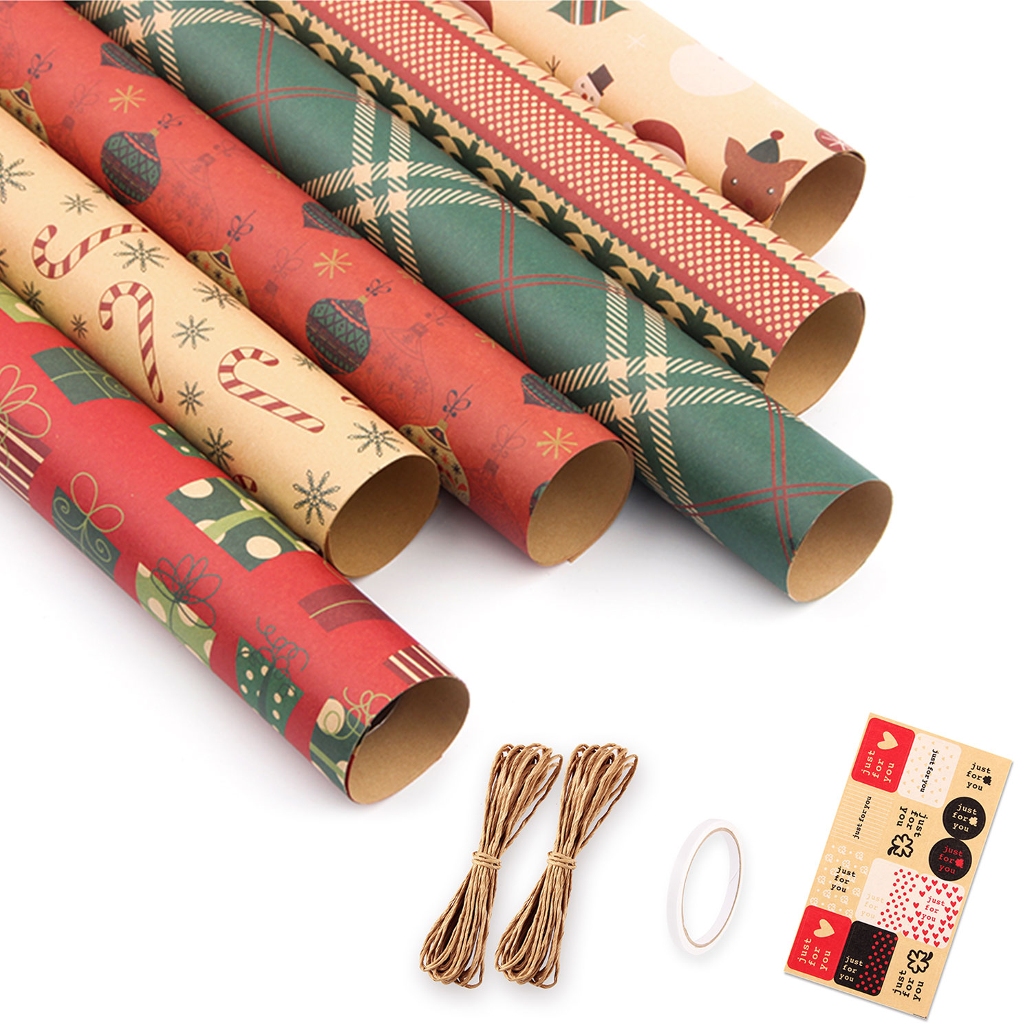 "WRAP XMAS: 20"" x 30"" Christmas Wrapping Paper Pack with 6 Sheets, 1 ...