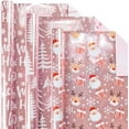 thumbnail image 1 of Christmas Wrapping Paper, Reversible Pink Christmas Tree, HO Santa Laughter, Snowflake, Reindeer, Design Gift Wrapping Paper Suitable for Holiday, Mini Roll (17 Inch X 120 Inch), 1 of 6
