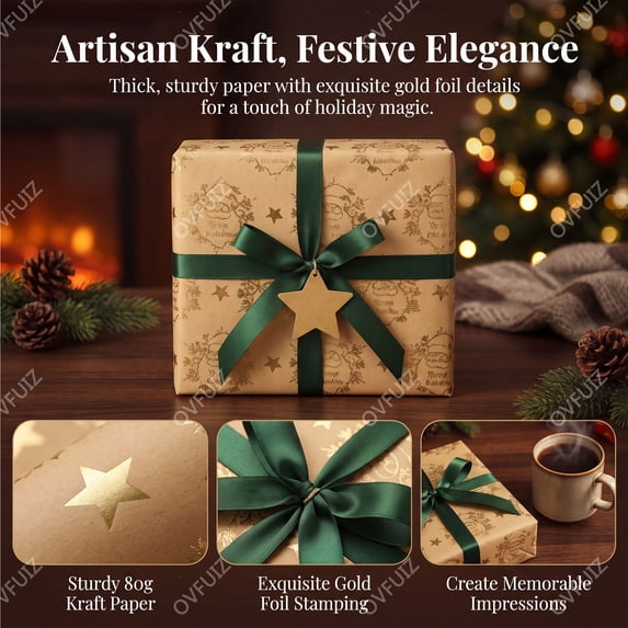 Christmas Wrapping Paper Roll 118in 80gsm Thick for Holiday Present Wrap Decor by OVFUIZ