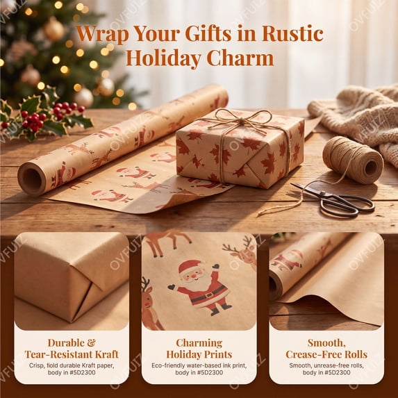 Christmas Wrapping Paper Roll 118in 80gsm Thick for Holiday Present Wrap Decor by OVFUIZ