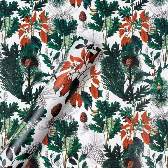 Christmas Wrapping Paper Roll Christmas Tree Pinecone Holiday Gift Wrap for Birthday Christmas Party, 58"x23", 1 Roll