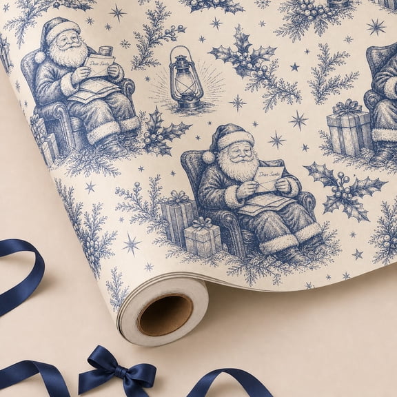 Christmas Wrapping Paper Roll Santa Letter Night Paper Gift Wrap for Holiday Presents