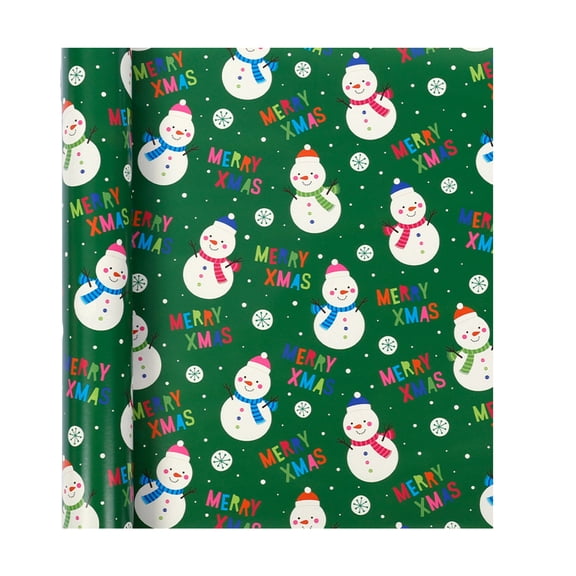 Christmas Wrapping Paper Rolls ,3m Christmas Wrapping Paper Jumbo Roll,Winter Gift Wrap Paper,Snowman Xmas Tree Candy Cane Print Paper, Festive Holiday Wrap for Present Box Decoration