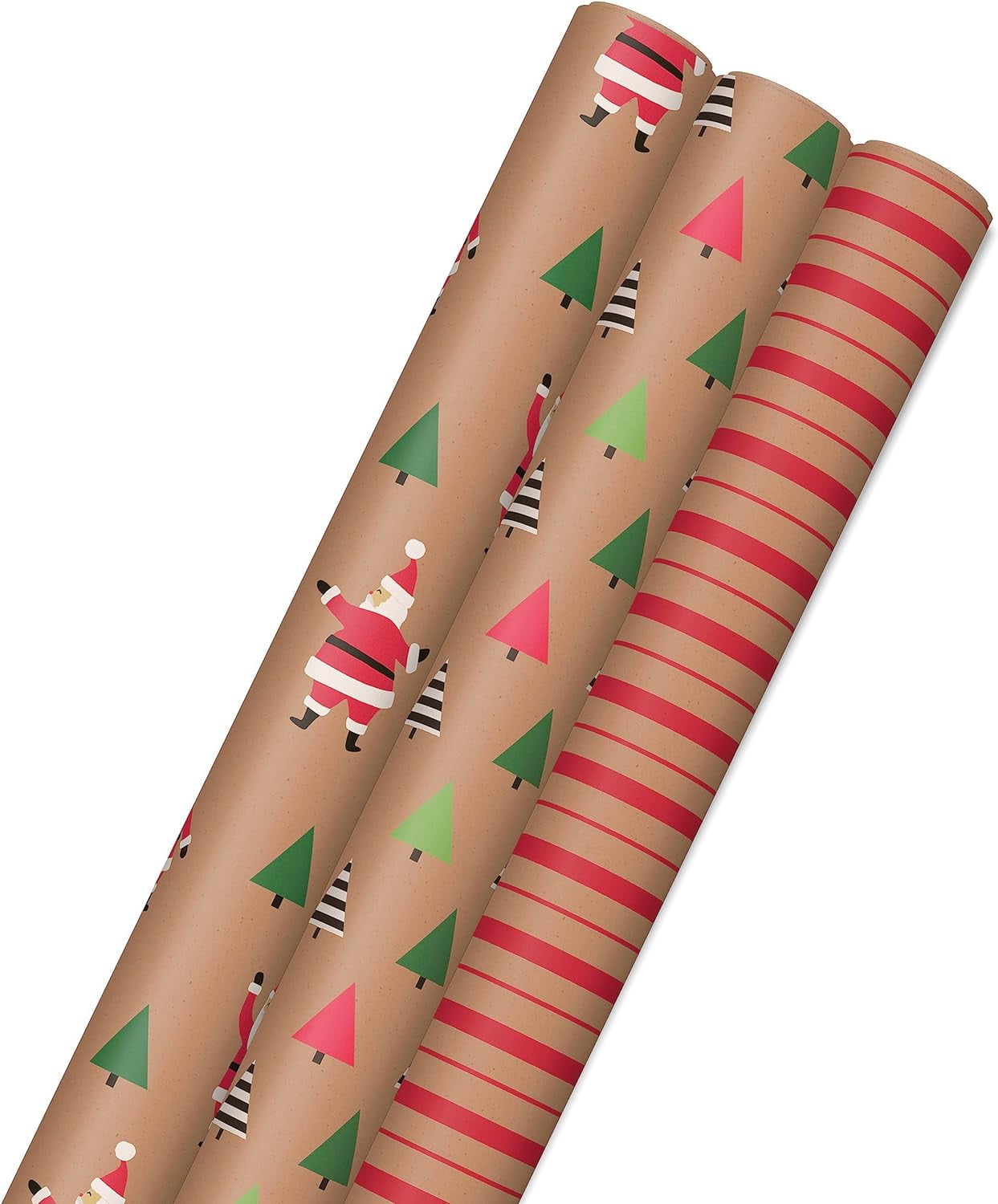 Christmas Wrapping Paper Rolls, Brown Kraft Holiday Gift Wrap (Pack of ...