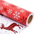 thumbnail image 1 of Christmas Wrapping Paper Rolls -Mini Roll 17 Inch X 33 Feet - Reversible Plaid Reindeer and Snowflake Design Wrapping Paper(Christmas), 1 of 12