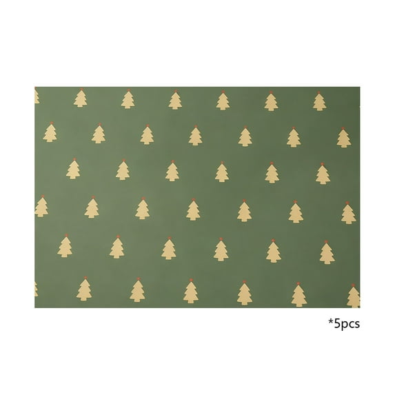 Christmas Wrapping Paper Set, 5pcs Decorative Kraft Paper, Vintage Snowflakes, Trees & Reindeer Patterns, for Holiday Gifts