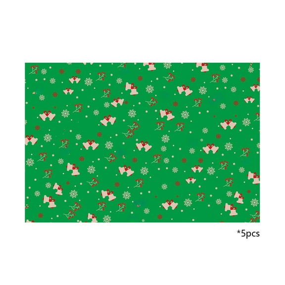 Christmas Wrapping Paper Set, 5pcs Vintage-Style Kraft Paper, Multicolor, Santa, Snowflakes & Reindeer Patterns for Holiday Gifts