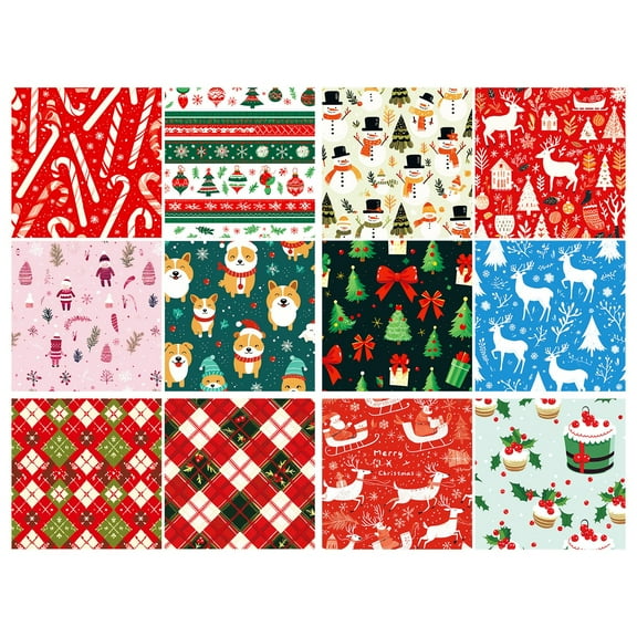 Christmas Wrapping Paper Sheets, 12 Assorted Festive Designs, Premium Gift Wrap for Holiday Presents, 27 x 19 Inches Each Sheet, Perfect for Christmas, Birthdays, and Seasonal Celebrations