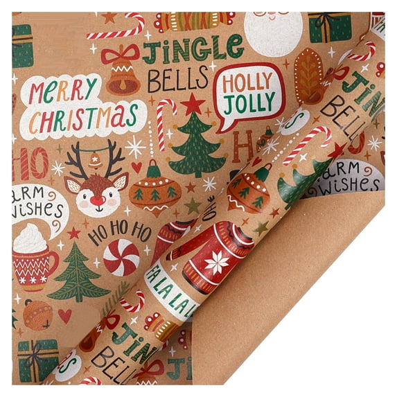 Christmas Wrapping Paper, Thick Kraft Gift Wrapping Paper, Vintage Xmas Wrapping Paper for Christmas New Year Holiday, Xmas Wrapping Papers for Gifts Arts Crafts Decorations, 50x70cm