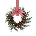 thumbnail image 1 of Christmas Wreath,10.23'' Christmas Wreath Decorations,Christmas Wreaths for Front Door with Red Bowknot,Christmas Door Wreath with Berries for Indoor Outdoor Fireplace Wall Window Decor(Pink), 1 of 6