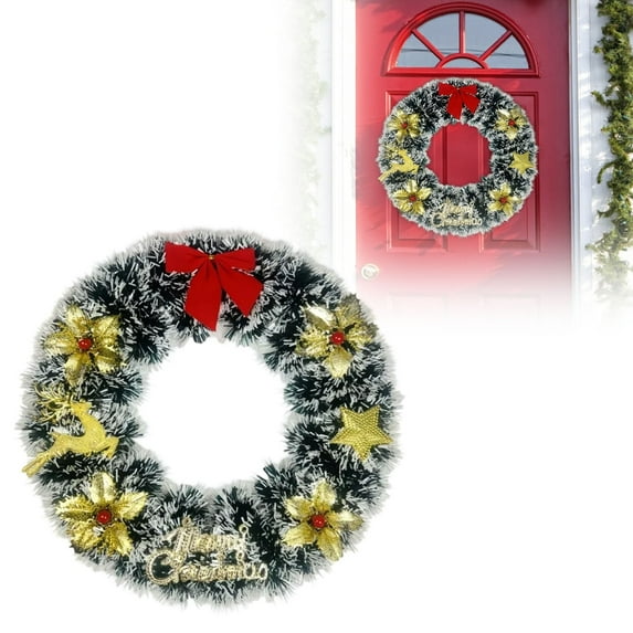 Christmas Wreath 10 Inch, Pre-Decorated Front Door Wreath for Home Office Church, Xmas Wall Hanging Indoor Holiday Decor