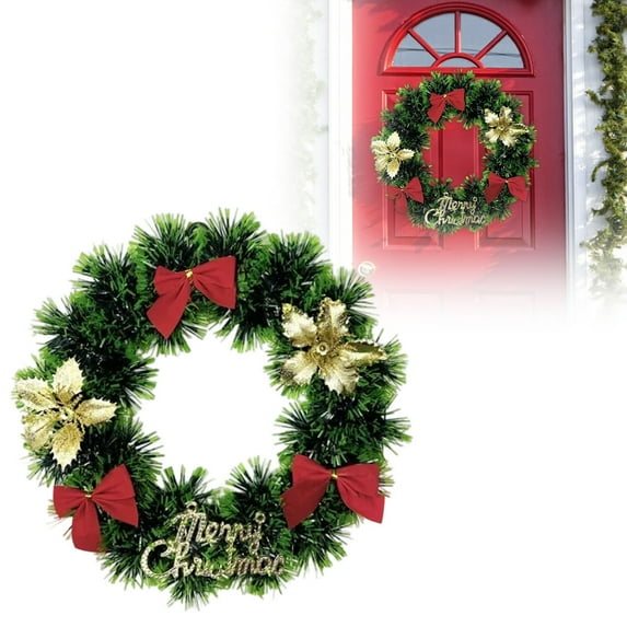 Christmas Wreath 10 Inch, Pre-Decorated Front Door Wreath for Home Office Church, Xmas Wall Hanging Indoor Holiday Decor