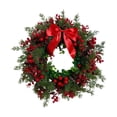 thumbnail image 1 of Christmas Wreath, 15.75 In Artificial Front Door Wreath with Berries Bow for Window Wall Fireplace Holiday Home Decor, 1 of 7