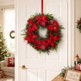 thumbnail image 1 of Christmas Wreath 20 Inch Artificial Red Poinsettia Pine Cone Berry Wreath for Front Door Holiday Decor, 1 of 9