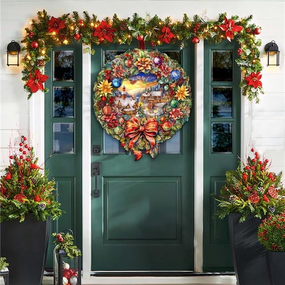 Christmas Wreath 36'-Inch Outdoor Indoor Decor Wooden Christmas Decoration by G. Debrekht