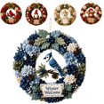 thumbnail image 1 of Christmas Wreath 3D Fabric Poke Art Kits for Adults, Pre-Punched Crafts for Holiday Door Decor, No-Sew DIY Making Set (Blue Bird), 1 of 5