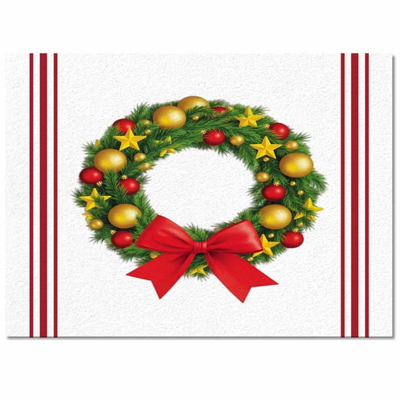 Christmas Wreath Area Rug 2x3ft Pig Bow Animal Red Stripes Winter Farm Non-Slip Washable Square Rugs Soft Felt Indoor Floor Mat for Bedroom Kitchen Living Room Bathroom