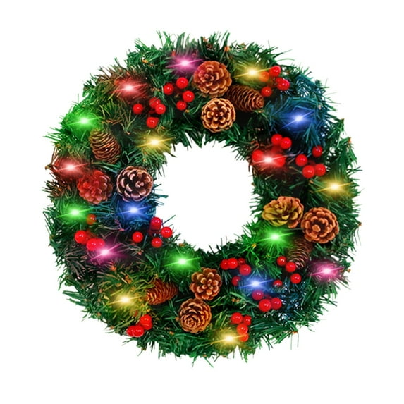Christmas Wreath, Artificial Christmas Wreath, 11.8 Inch Simulation Flower Wreath Door Hanging Decoration, Plush Fabric and Plastic Material, Non Fading, Durable, Easy To Clean, Year Round Use