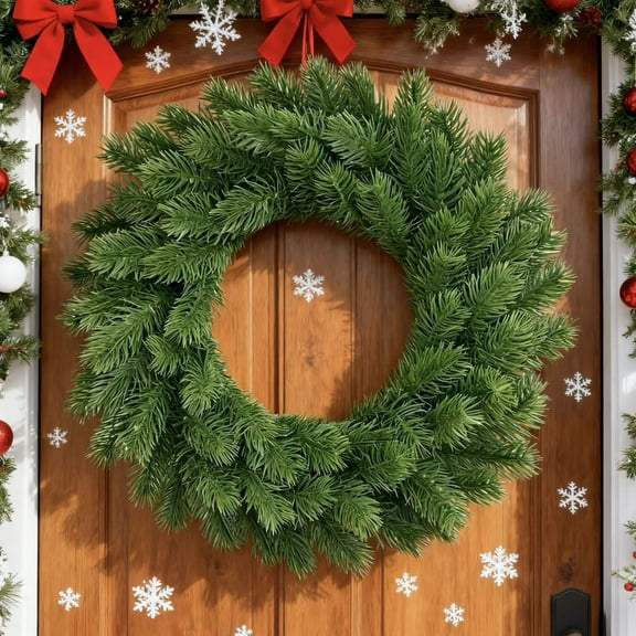 Christmas Wreath, Artificial Fir Needle Decorative Wreath for Door and Window Display, Reusable Holiday Decoration with Easy Hanging Loop
