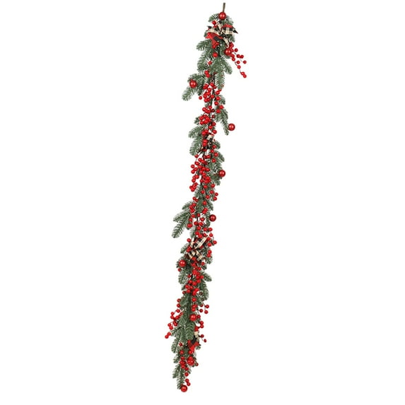 Christmas Wreath Artificial Flower Branch Red Berries Wreath Wall Hanging Front Door Wreaths for Xmas Party Indoor A
