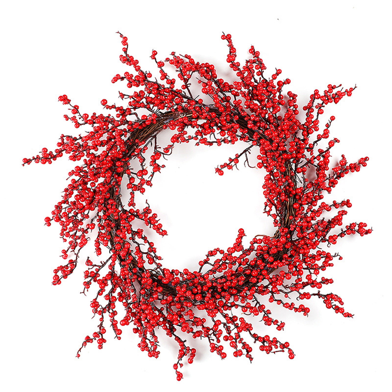 Christmas Wreath, Artificial Red Berry Fall Wreath for Front Door, Handcrafted Christmas Berry