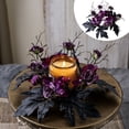thumbnail image 1 of Christmas Wreath,Artificial Rose Table Candle Ring Centerpiece Candle Holder Decor For Wedding Home Decor 12 Inch Diameter White & Gold, 1 of 9