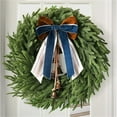 thumbnail image 1 of Christmas Wreath with Bells and Ribbon,Artificial Pine Greenery Winter Wreath for Front Door Decor,Country Style Hanging Wreath for Indoor Outdoor Home Use on Porch,Wall,Window and Mantel, 1 of 7