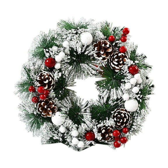 Christmas Wreath Berry Wreath Handmade Floral Front Door Wreath Flocked with Mixed Decorations Christmas Decorations
