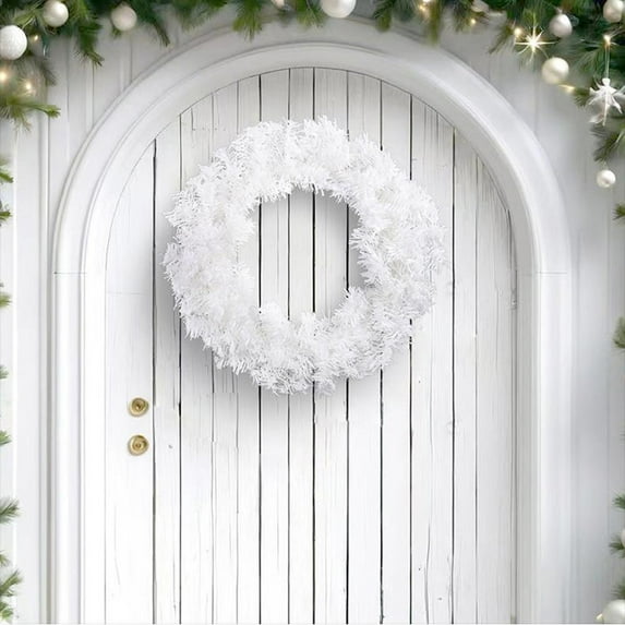 Christmas Wreath Blossoms Door Hanging, Simulation White Garland for Window Display, for Porch and Wall Decoration, Exquisite Craftsmanship for Holiday and Home Decor and Gifting