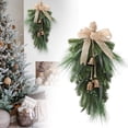 thumbnail image 1 of Christmas Wreath with Bow and Bells, Artificial Christmas Swag Decoration, Faux Greenery Wreath for Front Door, Holiday Decor for Window, Fireplace and Wall, 1 of 7