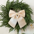 thumbnail image 1 of Christmas Wreath Bow Pre-Tied 9.8"x9.8" Beige Polyester Decor for Tree, Door, Garland, Outdoor, Window, Railing – Festive Holiday Decoration, 1 of 5
