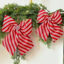 Christmas Wreath Bow Red | Pre-Tied Decorative Ribbon for Door Garland Tree Outdoor Holiday Decor | Polyester Fabric | Festive Ornament | 9.84x9.84in | 1 Pack