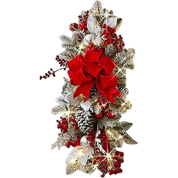 Christmas Artificial Swags Christmas Swags & Garlands with Lights Cordless Stairway Prelit Stair Swag Christmas Lighted Garland Ornament Outdoor Door Hanging