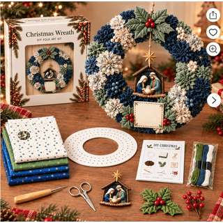 Christmas Wreath Craft Kit Diy Fabric Wreath Making Set With Decorative Pieces For Handmade Holiday Door Wall Hanging Home Decor F